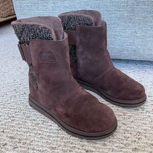 Sorel Rylee Brown Waterproof Winter Mid Calf Slip On Boots